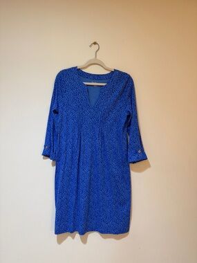Lilly Pulitzer Cobalt Blue Geometric V-Neck Long Sleeve Dress